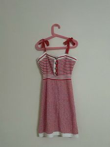 Red and White Striped Mini Dress