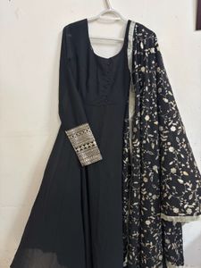 Pristine Black Anarkali &amp; Pants Set
