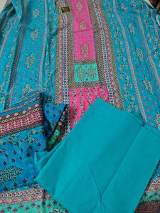 Beautiful Blue & Pink unstitched suit