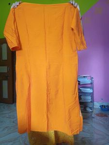 Bright Orange Embroidered Kurta