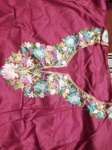 Embroidered Silk Kurti Top