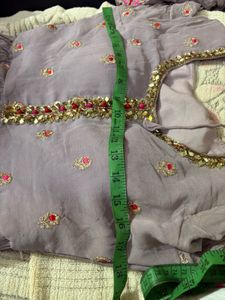 Elegant Lilac Kurta Set with Red Dupatta