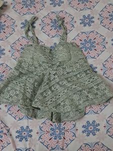Green Lace Peplum Top