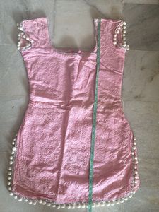 Pink Pom-Pom Kurti With Back Zip