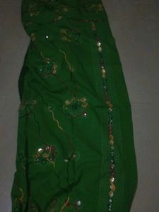 Green Embroidery Work Dupattas