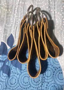Textured Genuine Leather Keychain