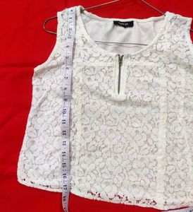 White Lace Zip-Up Tank Top✨💫