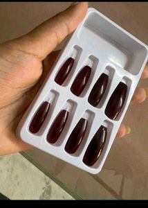 Savana Burgundy Coffin Press-On Nails set of 10