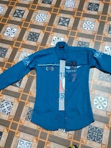 Blue Printed Casual Shirt