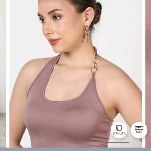 S size Mauve Halter Top with Ring Detail