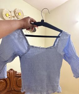Smocked Square Neck Puff Sleeve Top