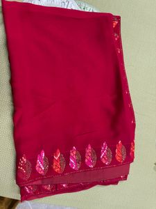 Beautiful maroon saree with blouse