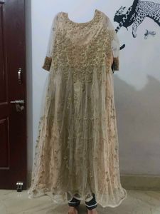 Elegant Gold Embellished Anarkali