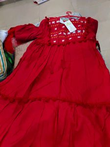 Red Embroidered Ethnic Gown
