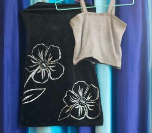 Floral Velvet Dress & Top Set