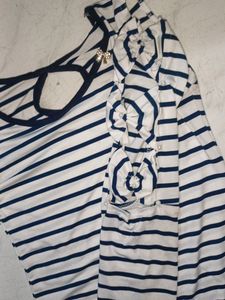 Navy Blue Striped long Top