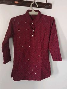 Maroon Sequined Kurta set