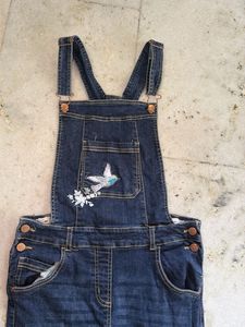 Embroidered Denim Overalls