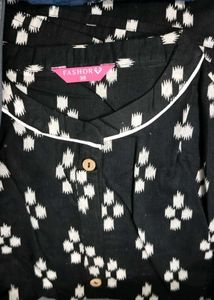 Black Printed Night Suit
