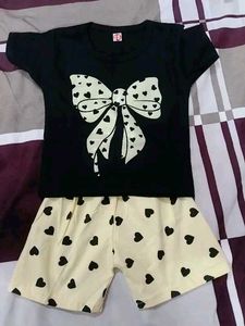 Cute Bow Heart Print Pajama Set