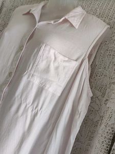 Light Pink Cold Shoulder Button-Up Shirt