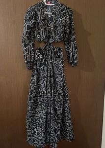 Abstract Print Cutout Maxi Dress