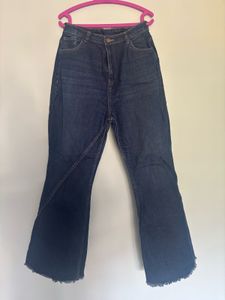 Flared Dark Wash Denim Jeans.