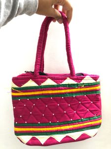 Quilted Tote Bag - Vibrant Pink