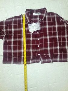 Maroon Plaid Button-Up Shirt