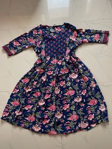 Blue Floral Print Kurta