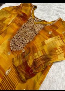 Combo of two maroon and yellow Elegant Embroidered