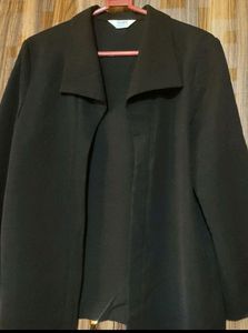 Black Bal Collar Buttonless Blazer