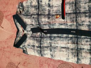 Abstract Checked Button-Down Shirt