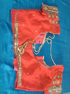 Embroidered Orange Saree