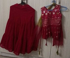 Red Embellished sharara Set
