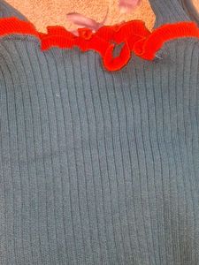Ribbed Tank Top with Ruffle Trim