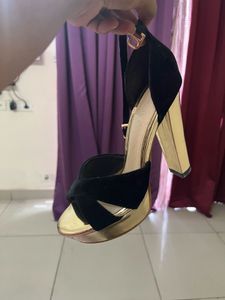 Black &amp; Gold Platform High Heels 36 Size