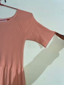 Peach Knit Midi Dress