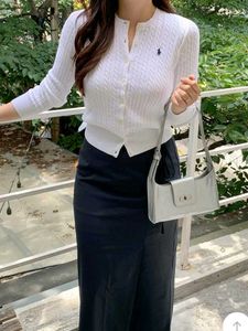 Ralph Lauren Polo White Cable Knit Cardigan
