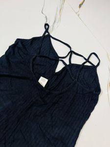 Black Ribbed Criss-Cross Bodysuit