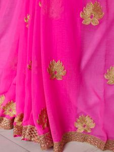 Elegant Pink Embroidered Saree