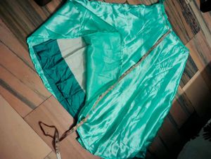 Green Satin Midi Skirt