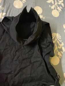 Black Cropped Vest Jacket with High Neck