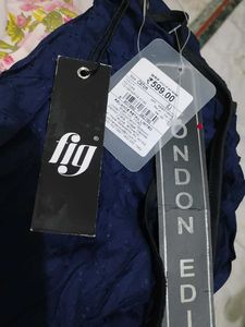 Navy Blue Tie-Neck Top