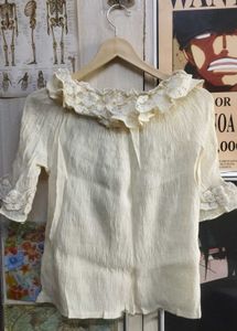 Cream Lace Trim Top