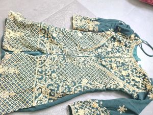 Embroidered Green farshi lahenga Set kids