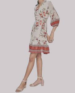 AND Oriental Floral Midi Wrap Dress