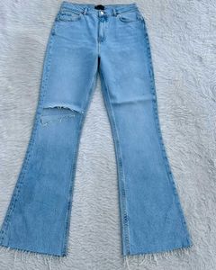 Light Wash Distressed Flare Jeans