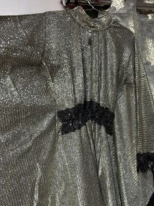 Sparkling silver Black  Kaftan Gown