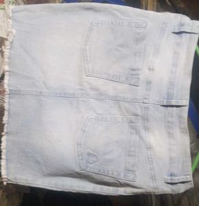 Light Wash Denim Mini Skirt